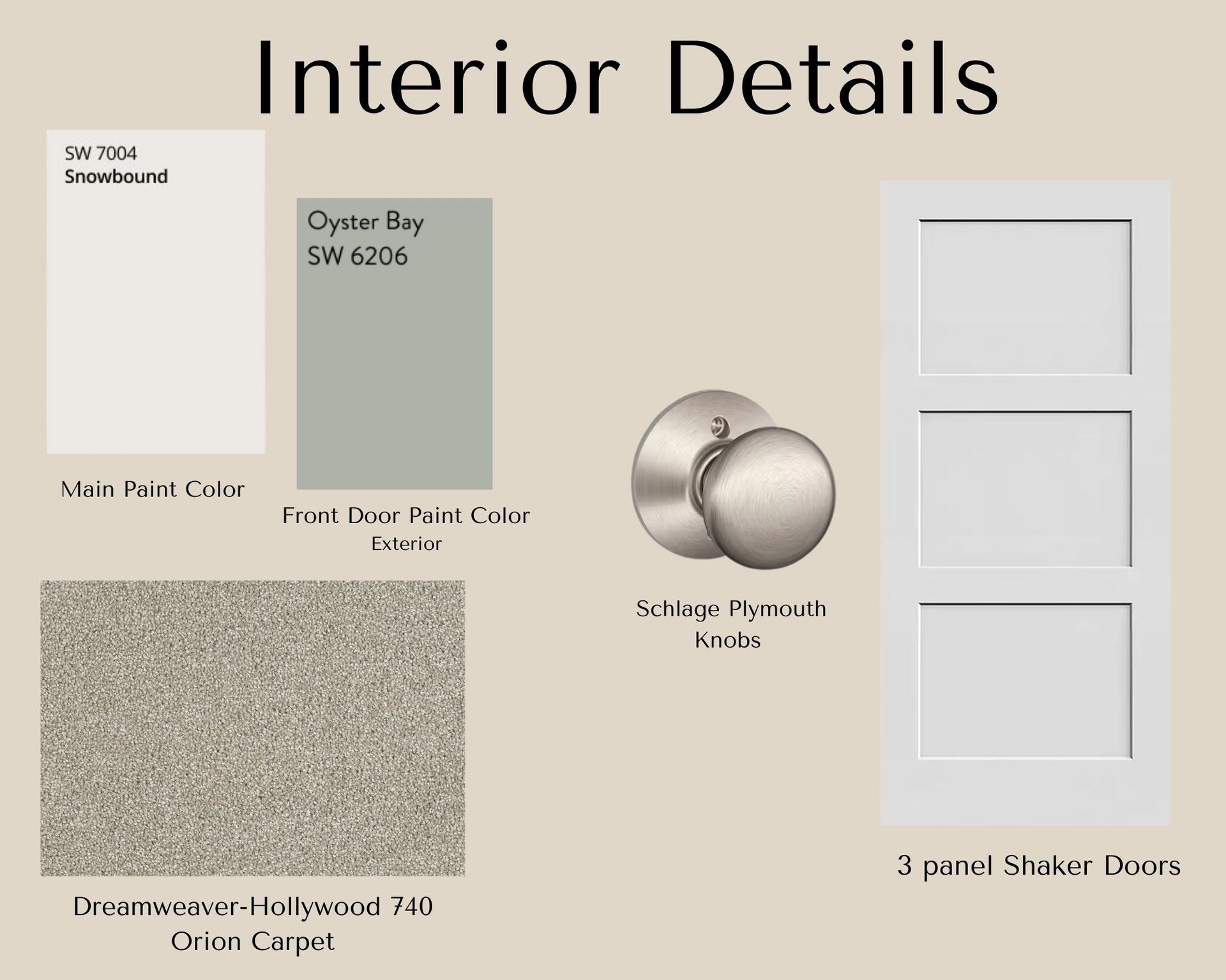 Interior design details: paint swatches, Main color: 