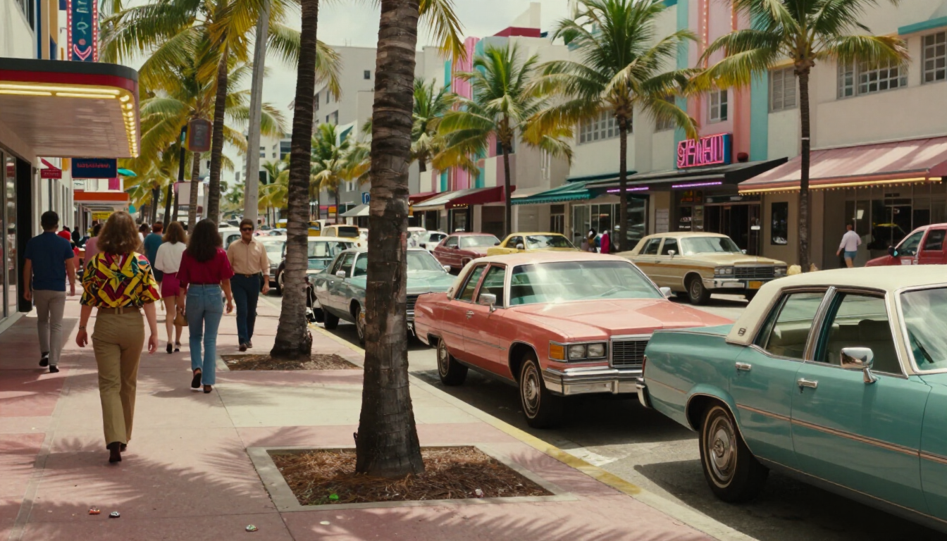1980s Miami Street Scene