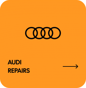 Audi logo on orange background with 