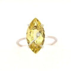 Cattelan - anello oro bianco 750 Quarzo lemon e Diamante - mod. rqz 18