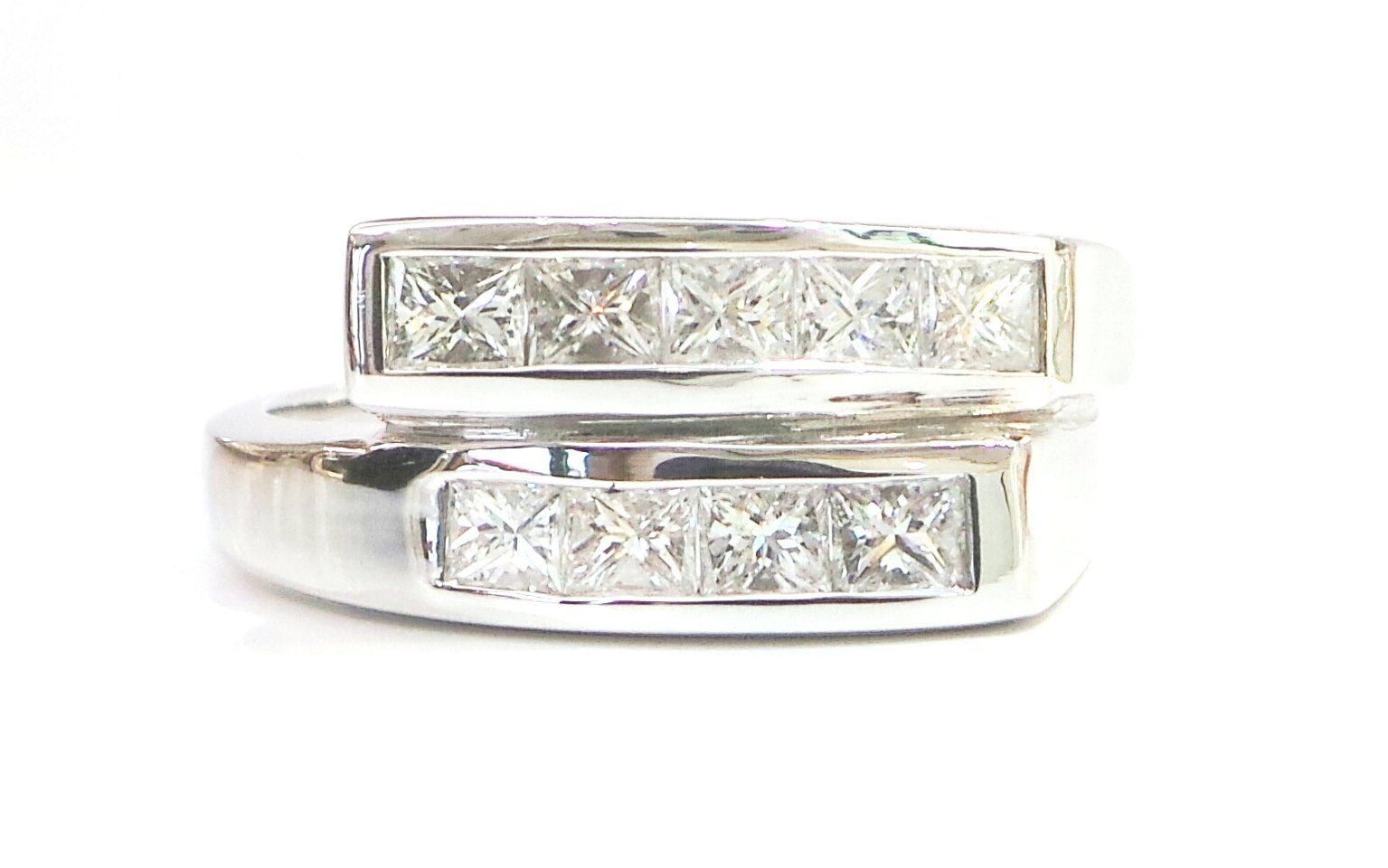 Cattelan - anello oro bianco 750 e diamanti taglio princess 