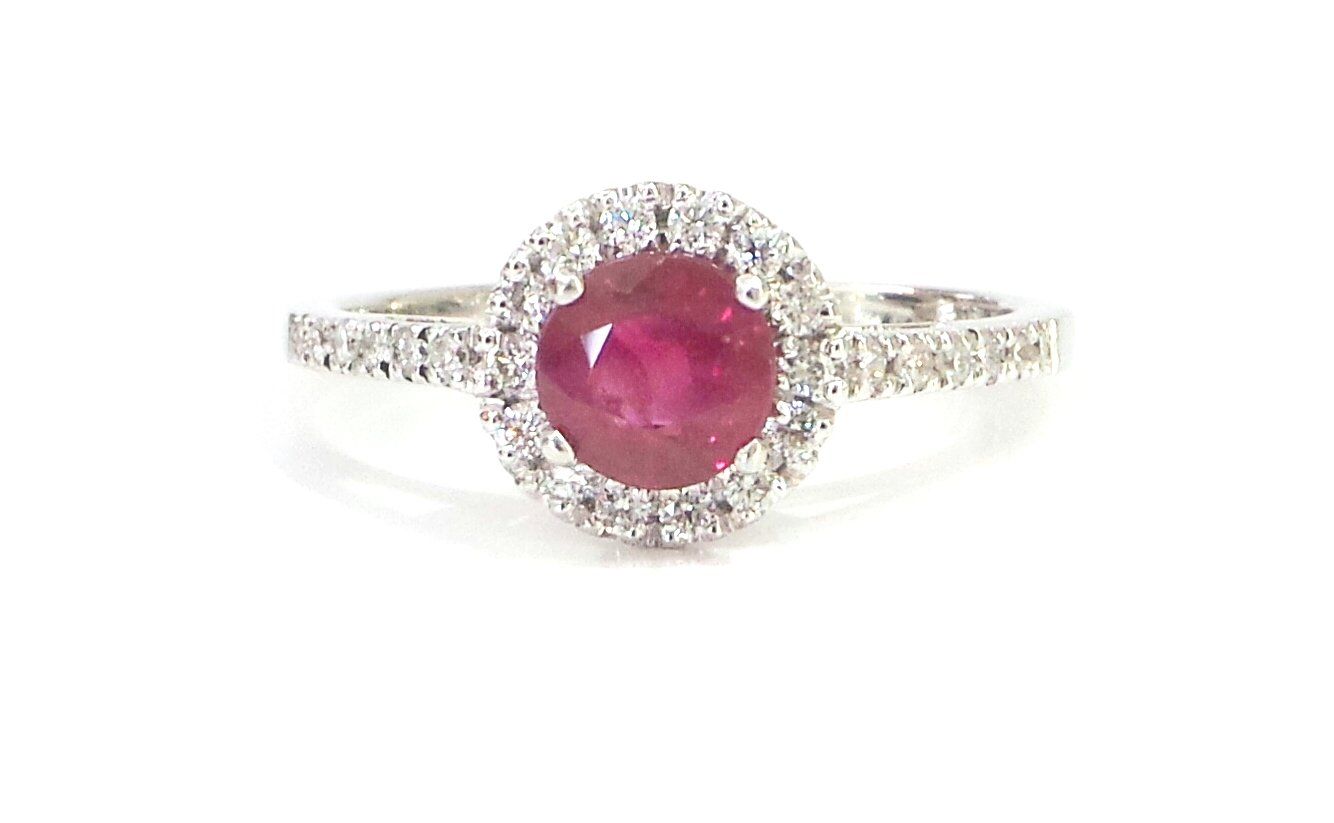 Cattelan - anello oro bianco 750 Rubino naturale e Diamanti - mod. Emma
