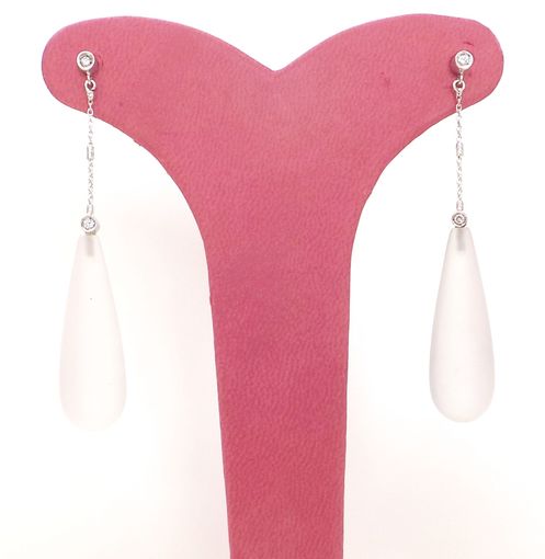 Cattelan - orecchini oro bianco 750 - cristallo di rocca e diamanti