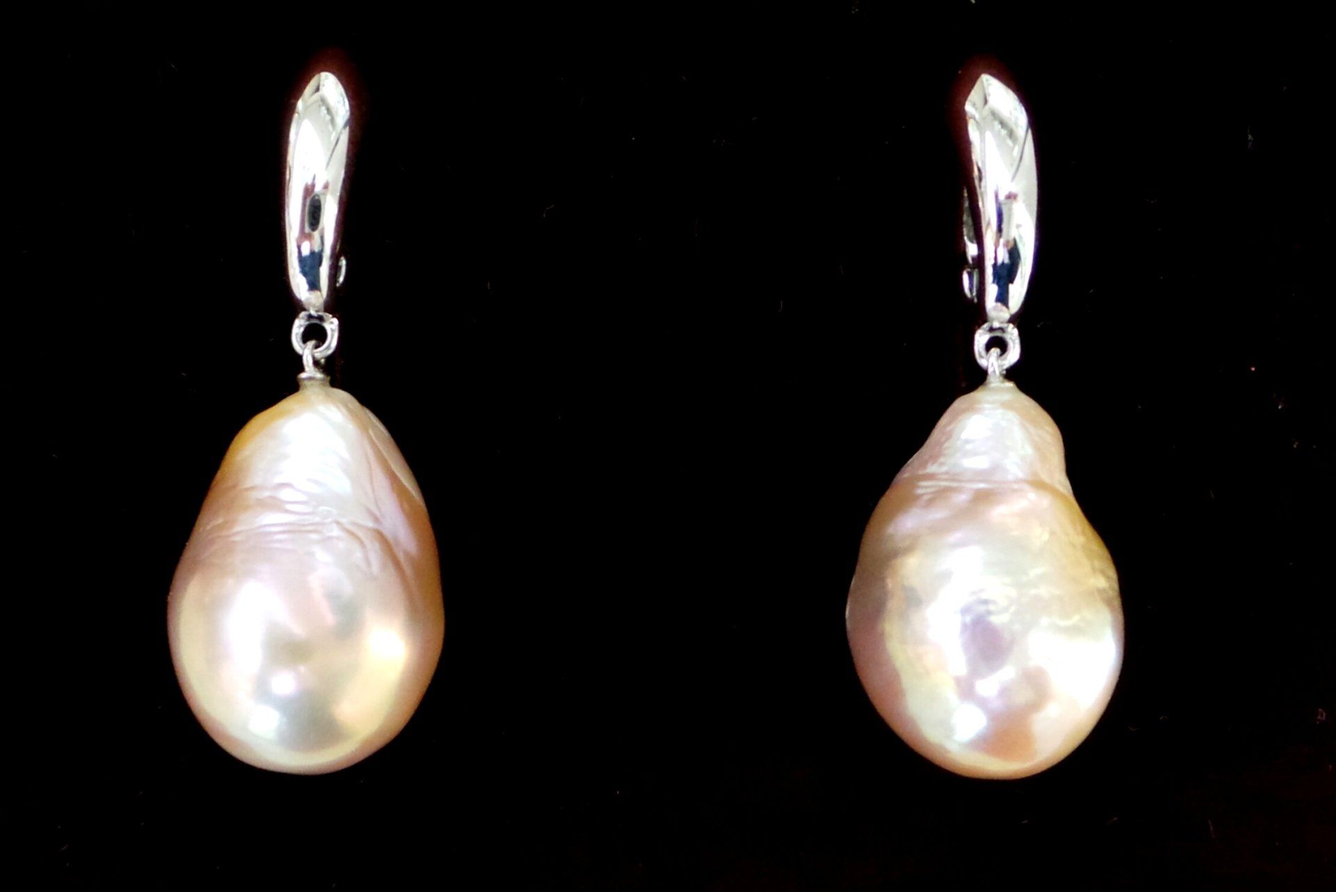 orecchini oro bianco 750 Perle barocche