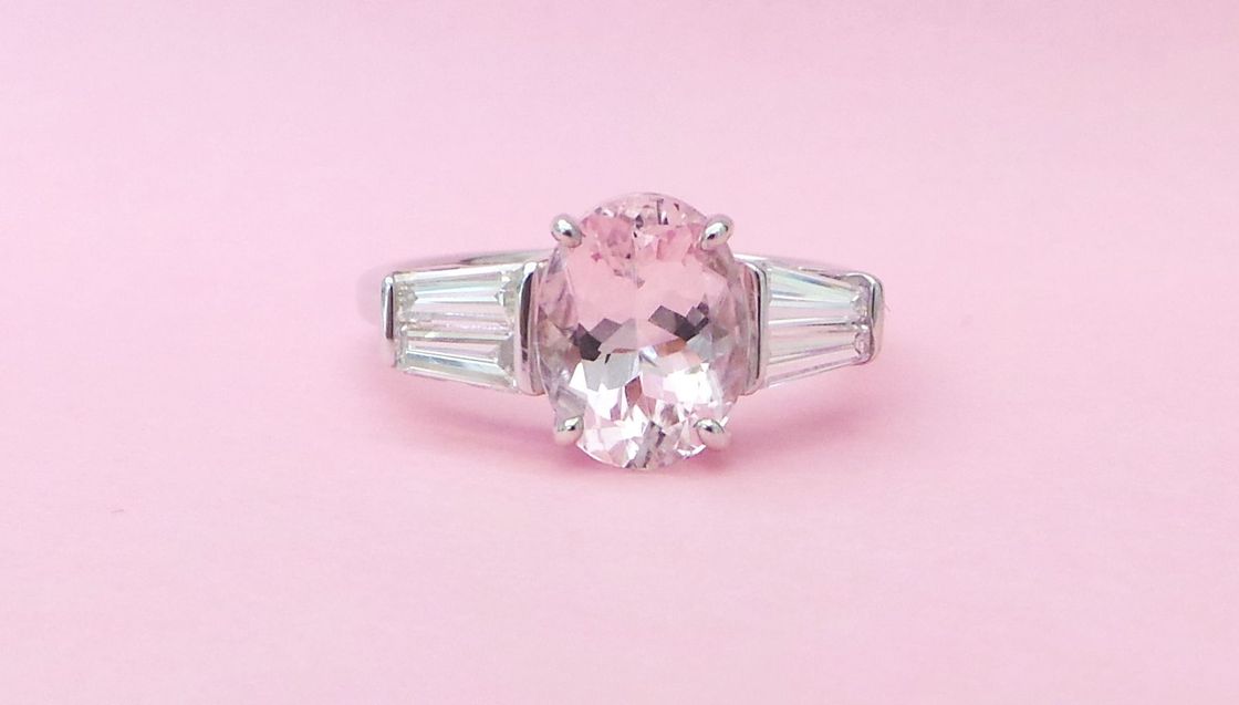 Cattelan - anello morganite e diamanti tapers - oro bianco 750