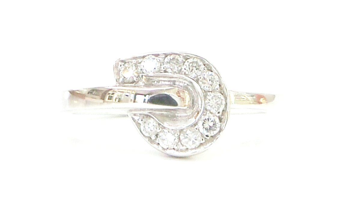 Cattelan - anello oro bianco 750 e diamanti - mod. goccia