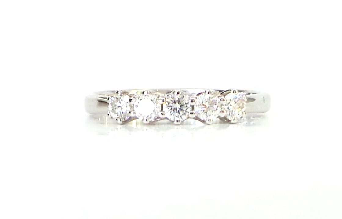 Cattelan - fedina 5 diamanti oro bianco 750 - mod. griffes