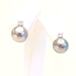 Cattelan - orecchini oro bianco Perle Tahiti e Diamanti