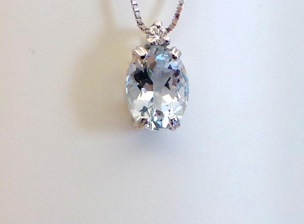 Cattelan - ciondolo con acquamarina naturale e diamante - oro bianco 750