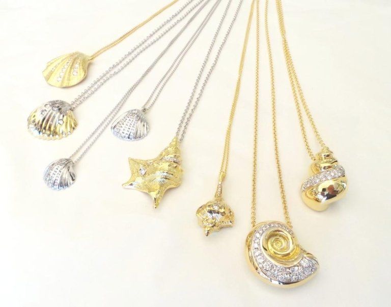 Cattelan - collezione esclusiva di conchiglie in oro giallo e bianco 750 con diamanti