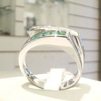Cattelan - anello oro bianco 750 Diamanti e smeraldi naturali