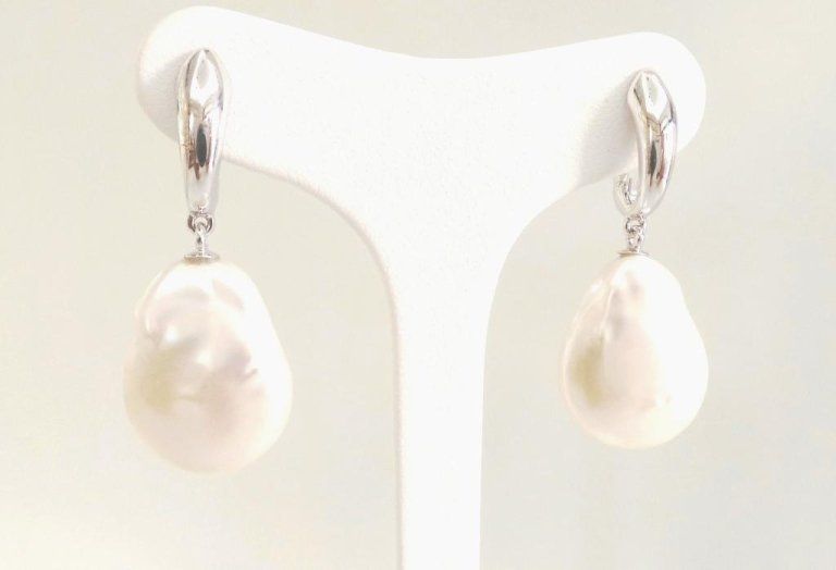 orecchini oro bianco 750 Perle barocche