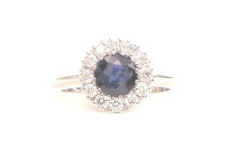 Cattelan - anello oro bianco 750 Diamanti e Zaffiro blù naturale - mod. Elisabetta