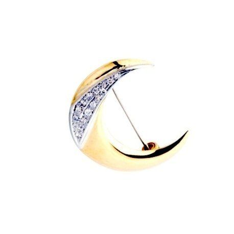 Cattelan - spilla oro giallo e bianco 750 con Diamanti - modello Luna