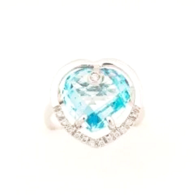 Cattelan - anello oro bianco 750 - topazio azzurro taglio briolè e diamanti