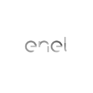 El logotipo de Enel está sobre un fondo blanco.