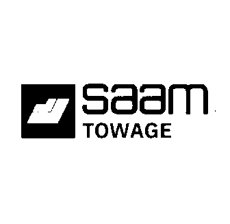 Un logotipo en blanco y negro para una empresa llamada Saam Towage.