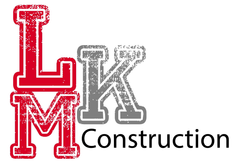 Un logo rouge et gris pour la construction lmk