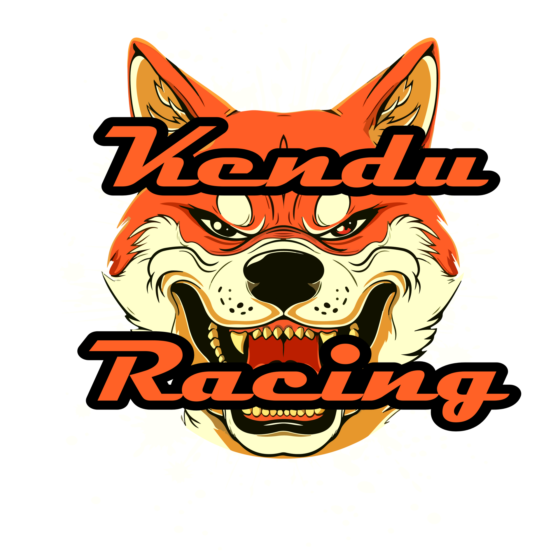 Smiling orange Shiba Inu with “Kendu Racing” text.