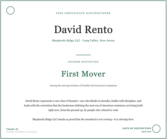 Promotional poster for David Rento’s “First Mover” course, with centered text on a white background