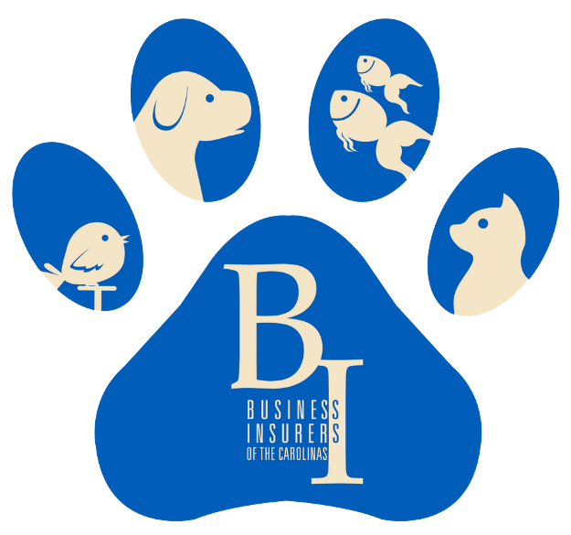 A blue paw print with the letter b on it