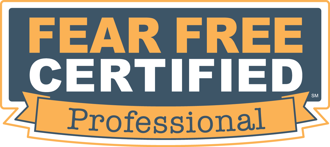 The logo for fear free certified professional is blue and orange.