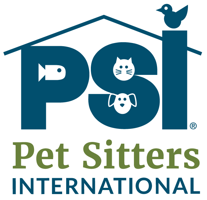 A logo for psi pet sitters international with a cat and a bird