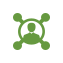A green icon of a person in a circle on a white background.