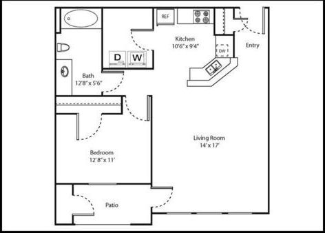 Floor Plan: 1 Bed · 1 Bath · 733 SQ. FT.