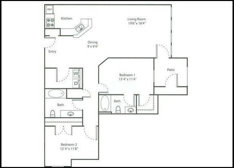 Floor Plan: 2 Bed · 2 Bath · 1,088 SQ. FT.