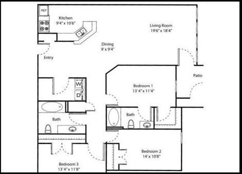 Floor Plan: 3 Bed · 2 Bath · 1,237 SQ. FT.