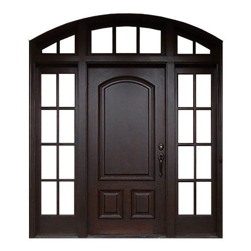 Robson Hall solid wood entry door with sidelights and transom