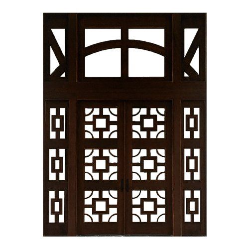Unique decorative wood and glass double entry door