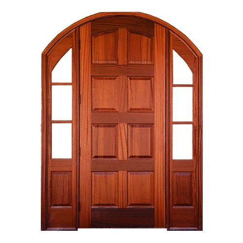 Arched 8 Panel Solid Wood Door with Sidelites