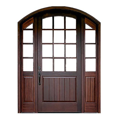 Arched 12 Lite Wood Door with 4 lite matching sidelites