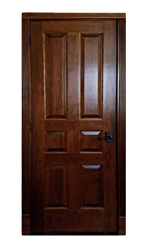 Solid wood interior door with 6 panels