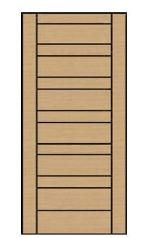 Solid wood interior door with 6 horizontal panels