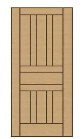 Solid wood interior door with 6 vertical panels and 1 horizontal panel