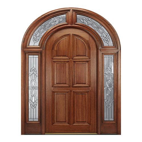 Radius top solid wood 6 panel door with full surround