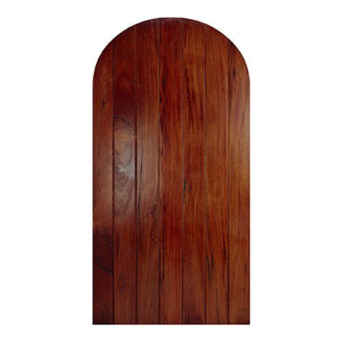 Solid wood planked round top entry door
