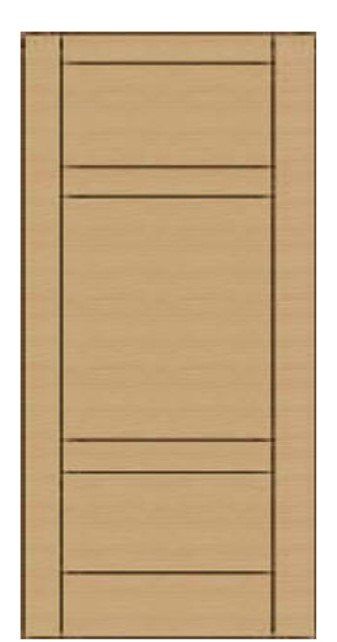 Solid wood interior door with 3 horizontal panels
