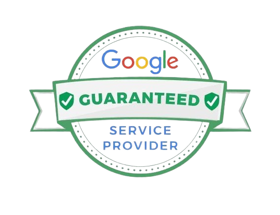 A google guaranteed service provider badge on a white background