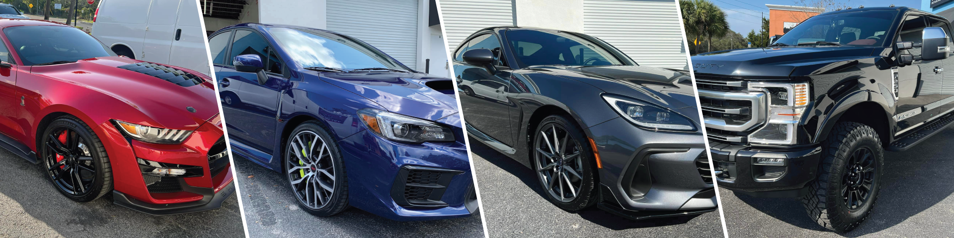 a collage of image of cars treated by ceramic coating