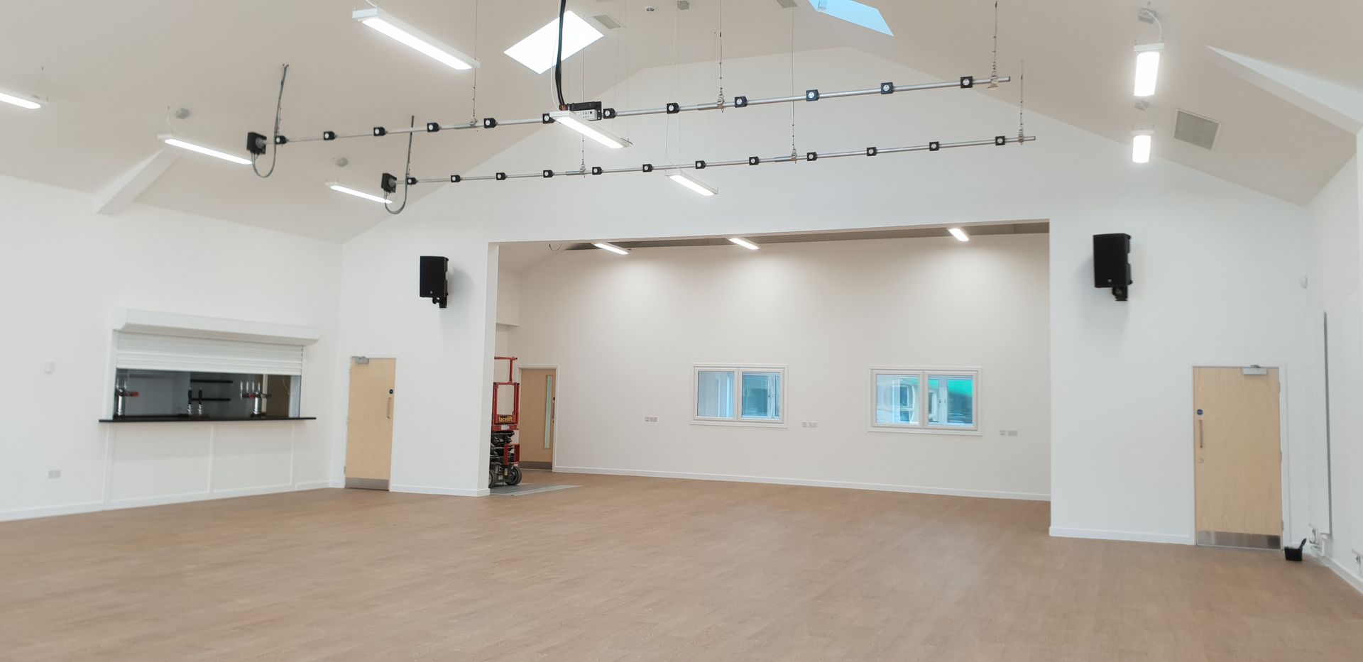 A village hall with a lighting and sound installation