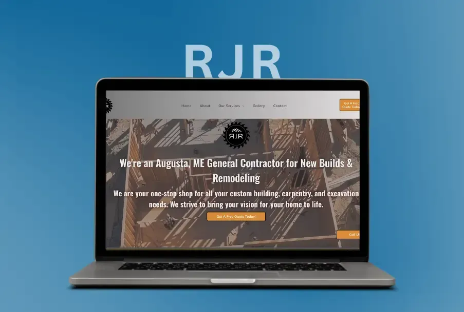 A laptop computer is open to a website called rjr.