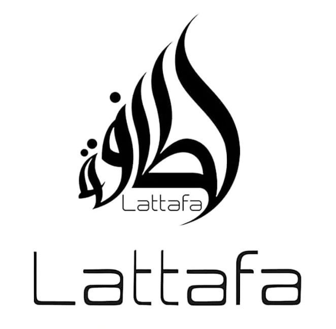 Het Lattafa-logo bestaat uit een gestileerd Arabisch schrift, het woord 
