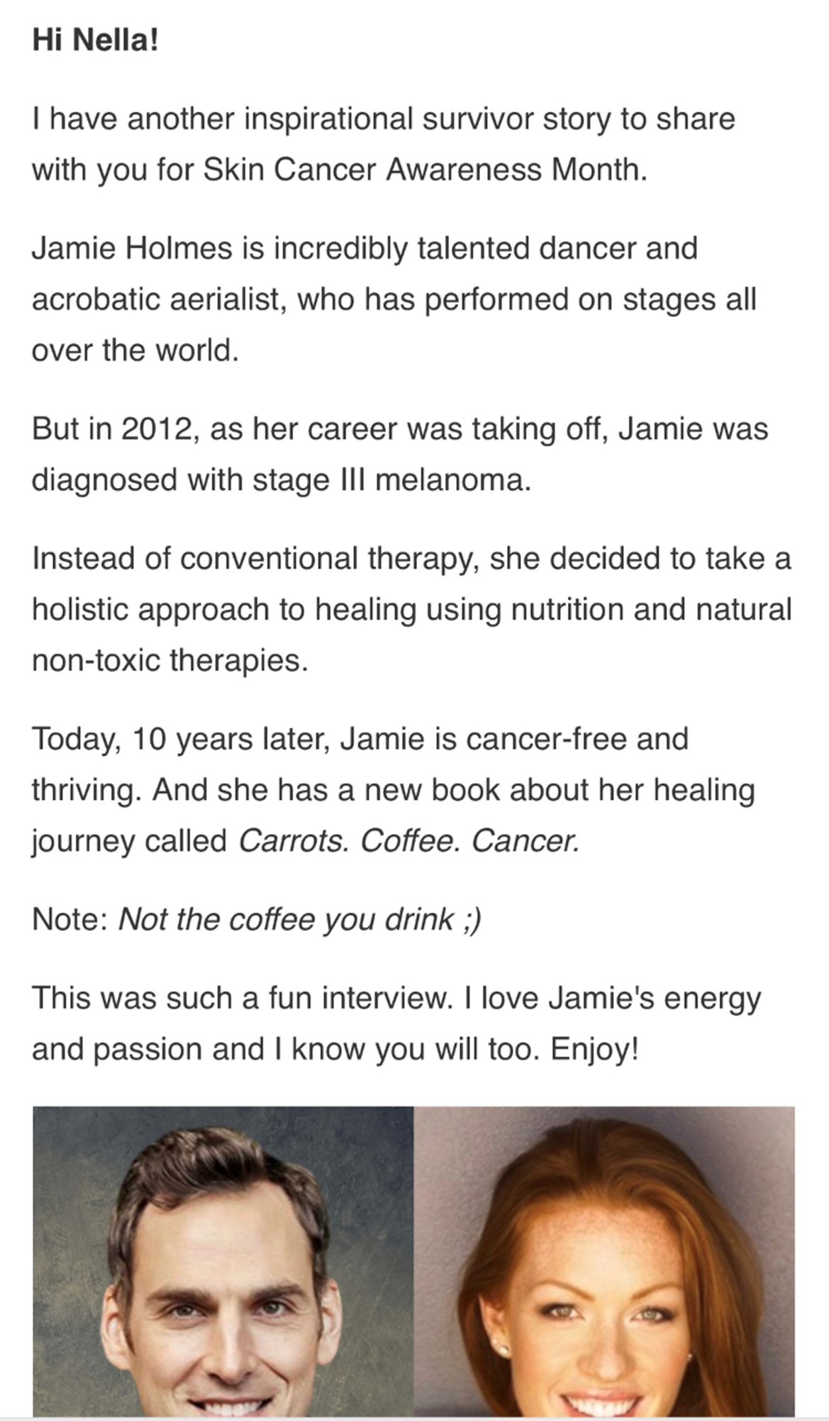 a man and a woman are smiling on a white background .