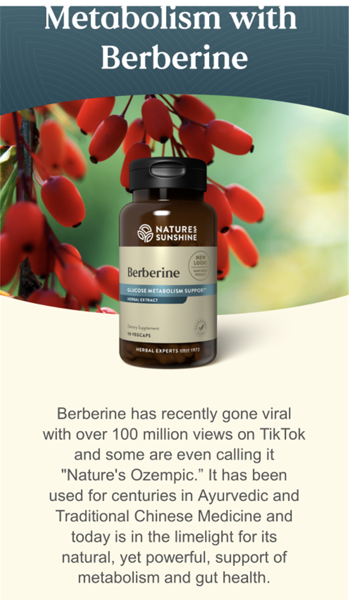 Metabolism with berberine by nature's sunshine