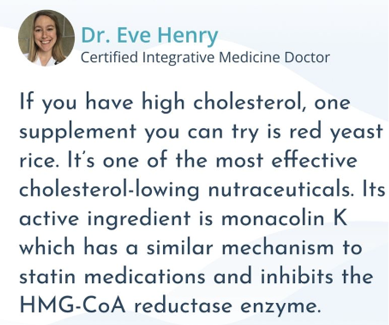 a certified integrative medicine doctor says if you have high cholesterol one supplement you can try is red yeast rice