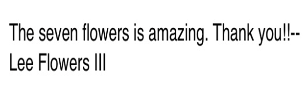 the seven flowers is amazing thank you lee flowers iii